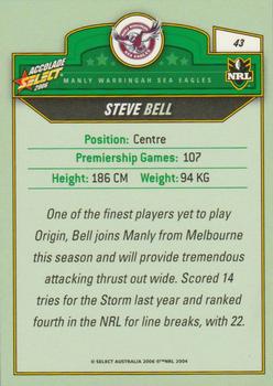 2006 Select Accolade #43 Steve Bell Back